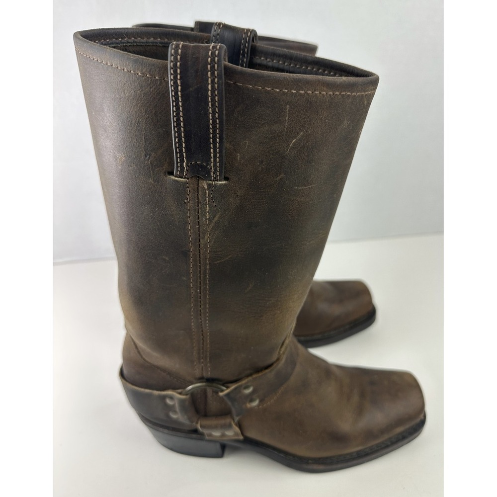 Frye Harness Boots Brown Leather Square Toe USA Made Men's 7.5 M Biker Moto - Picture 15 of 15